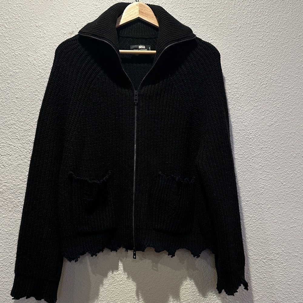 Zadig & Voltaire Charcoal Knit Zip-Up Sweater